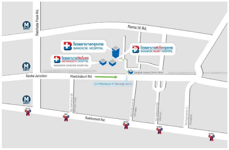 નકશો બેંગકોક હોસ્પિટલ