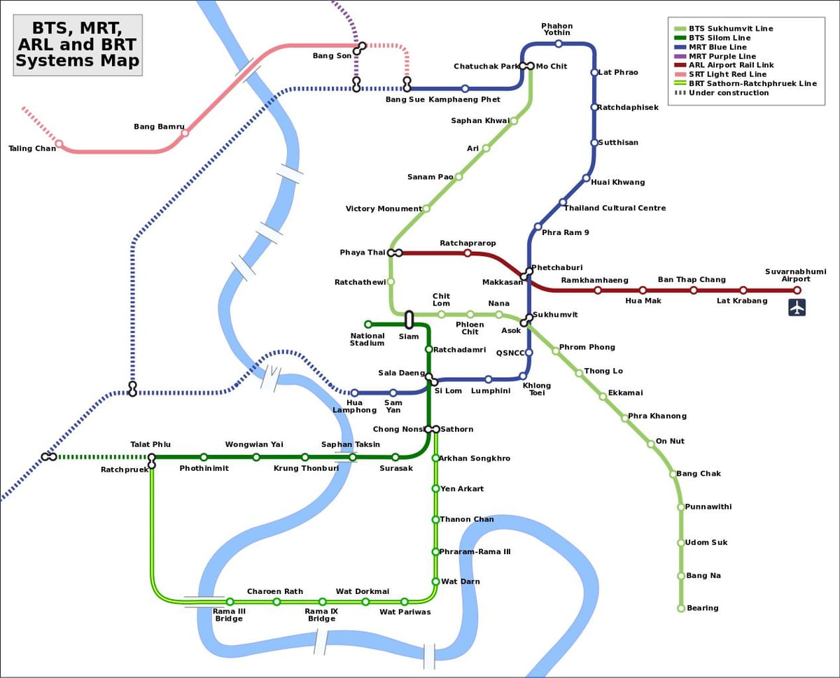 બેંગકોક એમઆરટી lrt નકશો