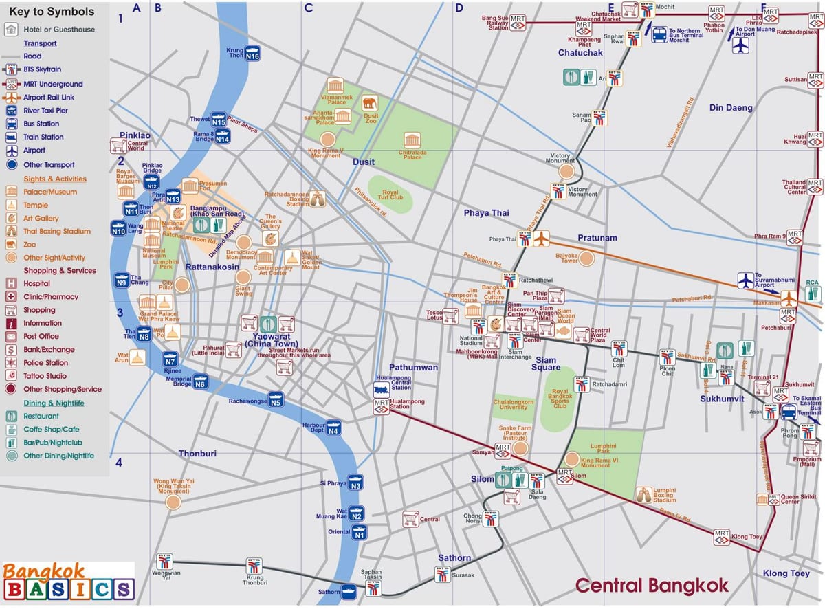 નકશો સેન્ટ્રલ બેંગકોકમાં