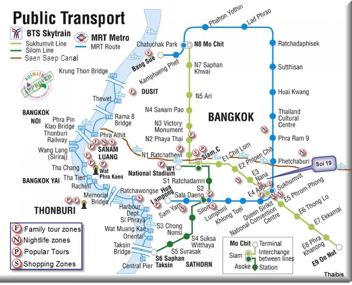 જાહેર પરિવહન બેંગકોક નકશો