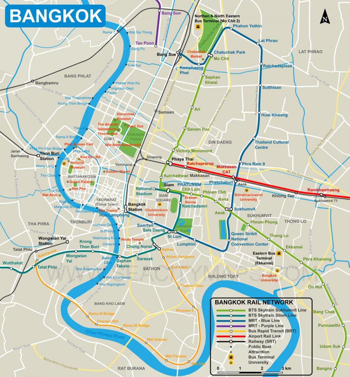 નકશો બેંગકોક શહેર કેન્દ્ર