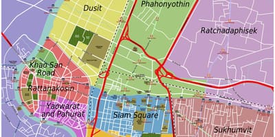 વિસ્તારોમાં બેંગકોક નકશો